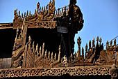 Myanmar - Mandalay, Shwe In Bin Kyaung a wonderful example of the Burmese unique teak architecture and wood-carving art. 